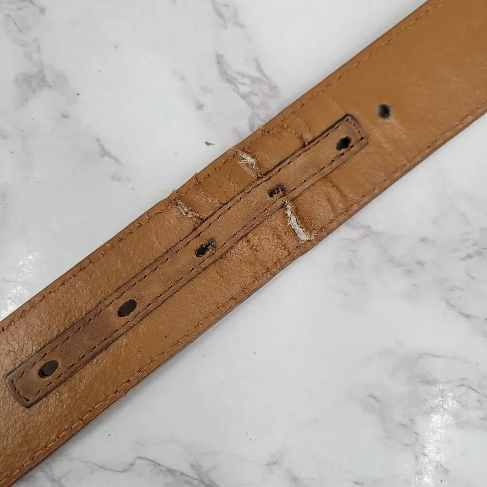 Nocona Top Hand Leather Western Belt Tan with Black Billet Silver Concho Men's